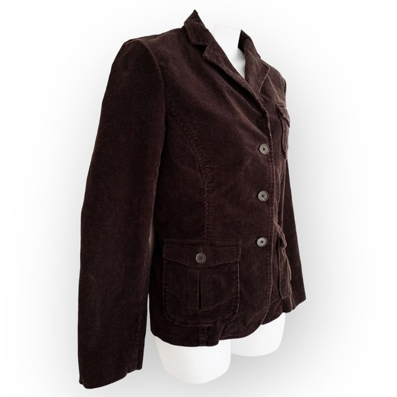 Lands End Women's Button Front Corduroy Jacket Flap Pockets Brown Size 12 - Picture 3 of 8